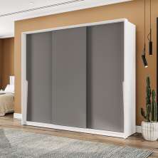 Guarda-Roupa Casal Porto 3 Portas 4 Gavetas Branco e Cinza