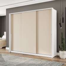 Guarda-Roupa Casal Porto 3 Portas 4 Gavetas Branco e Creme