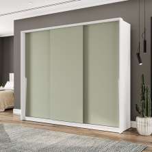 Guarda-Roupa Casal Porto 3 Portas 4 Gavetas Branco e Verde