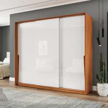 Guarda-Roupa Casal Porto 3 Portas 4 Gavetas Freijó e Branco