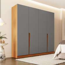 Guarda-Roupa Casal Porto 4 Portas 4 Gavetas Freijó e Cinza