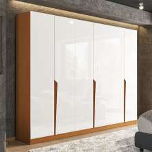 Guarda-Roupa Casal Porto 6 Portas 4 Gavetas Freijó e Branco