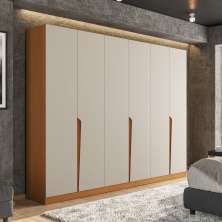 Guarda-Roupa Casal Porto 6 Portas 4 Gavetas Freijó e Creme