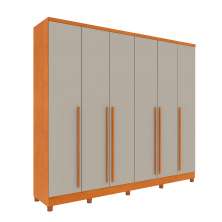 Guarda-Roupa Casal Sevila com Pés 6 Portas 8 Gavetas Cinamomo e Off White