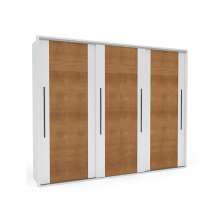 Guarda-Roupa Casal Sevilha Flex com Pés 3 Portas 4 Gavetas Freijó e Branco