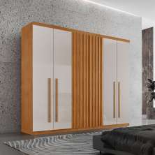 Guarda-Roupa Casal Torino 100% MDF 6 Portas 4 Gavetas Naturalle e Off White