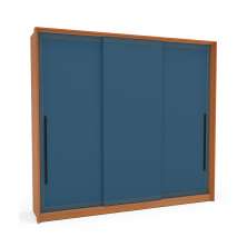 Guarda-Roupa Casal Valência 3 Portas 4 Gavetas Freijó e Azul