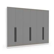 Guarda-Roupa Casal Valência 6 Portas 4 Gavetas Branco e Cinza