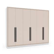 Guarda-Roupa Casal Valência 6 Portas 4 Gavetas Branco e Creme