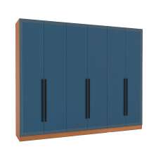 Guarda-Roupa Casal Valência 6 Portas 4 Gavetas Freijó e Azul