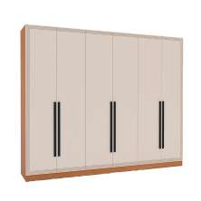 Guarda-Roupa Casal Valência 6 Portas 4 Gavetas Freijó e Creme