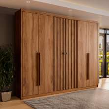 Guarda-Roupa Casal Vancouver Flex 6 Portas 3 Gavetas Freijó e Linho