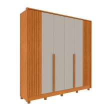 Guarda-Roupa Casal Vicenzo com Pés 6 Portas 4 Gavetas Cinamomo e Off White