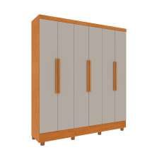 Guarda-Roupa Casal Vietri com Pés 6 Portas 4 Gavetas Cinamomo e Off White