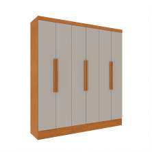 Guarda-Roupa Casal Vietri sem Pés 6 Portas 4 Gavetas Cinamomo e Off White