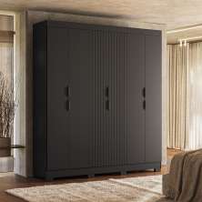Guarda-Roupa Casal York 6 Portas 2 Gavetas Preto