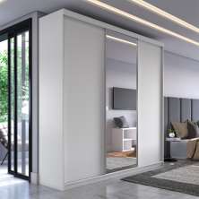 Guarda-Roupa Casal com 1 Espelho Genebra 100% MDF 3 Portas 4 Gavetas Branco