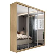 Guarda-Roupa Casal com 3 Espelhos Lugano 3 Portas 4 Gavetas Carvalho