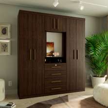 Guarda-Roupa Casal com Espelho Advantage 7 Portas 4 Gavetas Capuccino Wood