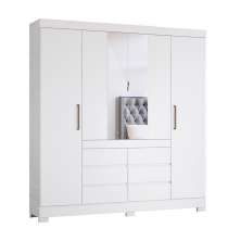 Guarda-Roupa Casal com Espelho Cadis 4 Portas 6 Gavetas Branco