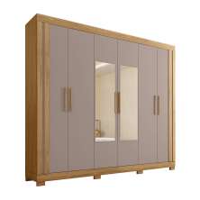 Guarda-Roupa Casal com Espelho Eden 6 Portas 2 Gavetas Lamina Mel e Cacao