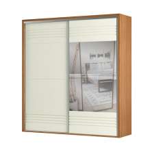 Guarda-Roupa Casal com Espelho Girona 100% MDF 2 Portas 2 Gavetas Freijó e Off White