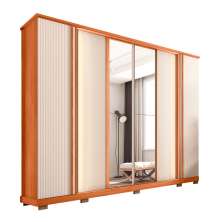 Guarda-Roupa Casal com Espelho Imperial Ripado 6 Portas 4 Gavetas Freijó e Off White