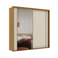 Guarda-Roupa Casal com Espelho Imperium 100% MDF 2 Portas 6 Gavetas Freijó e Off White