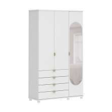 Guarda-Roupa Casal com Espelho Look 3 Portas 4 Gavetas Branco