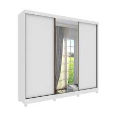 Guarda-Roupa Casal com Espelho Monte Carlo com Pés 3 Portas 6 Gavetas Neve