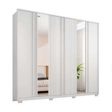 Guarda-Roupa Casal com Espelho Mozart 6 Portas 4 Gavetas Branco