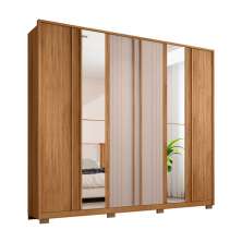 Guarda-Roupa Casal com Espelho Mozart 6 Portas 4 Gavetas Buriti e Fendi