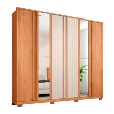 Guarda-Roupa Casal com Espelho Mozart 6 Portas 4 Gavetas Freijó e Off White