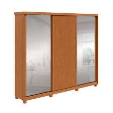 Guarda-Roupa Casal com Espelho Ollie com Pés 3 Portas 6 Gavetas Amêndoa