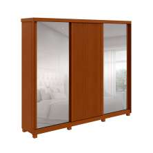 Guarda-Roupa Casal com Espelho Ollie com pés 3 Portas 6 Gavetas Frassino