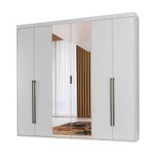 Guarda-Roupa Casal com Espelho Originale 6 Portas 6 Gavetas Branco 207 cm