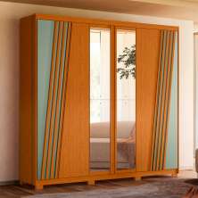 Guarda-Roupa Casal com Espelho Ouro Verde 6 Portas 4 Gavetas Cinamomo e Sálvia