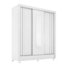Guarda-Roupa Casal com Espelho Ravel 3 Portas 2 Gavetas Branco