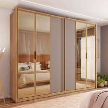 Guarda-Roupa Casal com Espelho Reflecta Absolut 6 Portas 6 Gavetas Buriti e Fendi