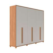 Guarda-Roupa Casal com Espelho Rockford 6 Portas 6 Gavetas Off White e Canela