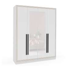 Guarda-Roupa Casal com Espelho Valência 4 Portas 4 Gavetas Branco