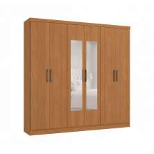 Guarda-Roupa Casal com Espelho Vernantes 6 Portas 3 Gavetas Canela
