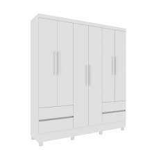 Guarda-Roupa Casal com Pés Oregon 6 Portas 4 Gavetas Neve