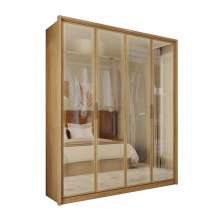 Guarda-Roupa Casal com Reflecta New Reflex MDF 4 Portas 3 Gavetas Buriti