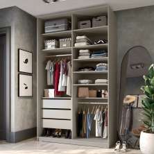 Guarda-Roupa Closet 100% MDF 3 Gavetas Bege 140 cm