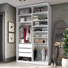 Guarda-Roupa Closet 100% MDF 3 Gavetas Branco 140 cm