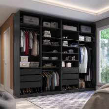 Guarda-Roupa Closet 100% MDF 6 Gavetas Preto