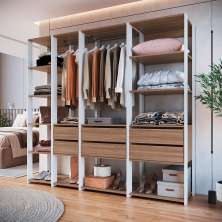 Guarda-Roupa Closet Easy 6 Gavetas Branco e Montana