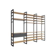 Guarda-Roupa Closet Modulado Industrial Philly 1 Gaveta Cedro e Grafite 294 cm