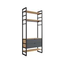 Guarda-Roupa Closet Modulado Industrial Philly 2 Gavetas Cedro e Grafite 101 cm